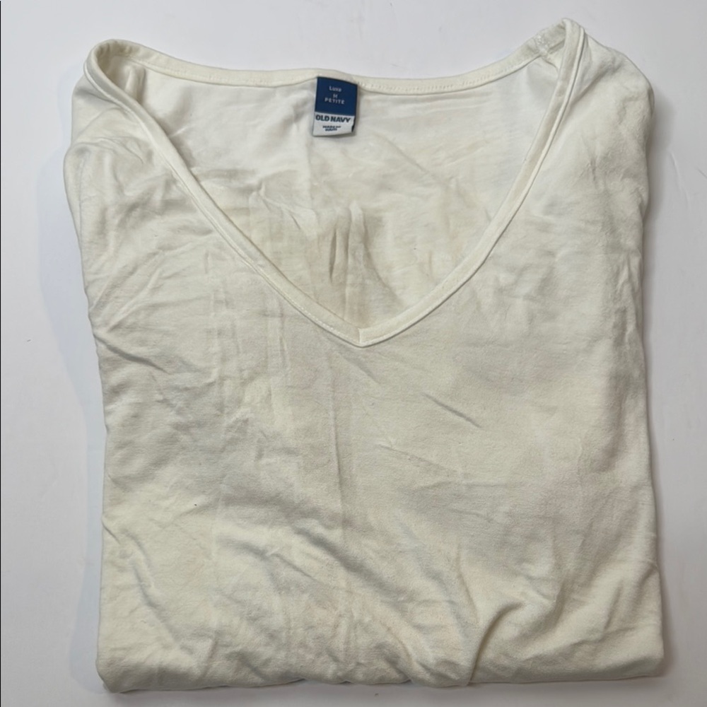Old Navy Off-White V-Neck Tee